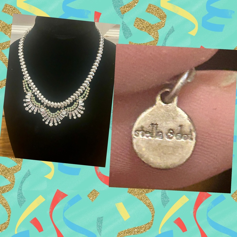 Stella & Dot Silver Necklace with Green Accents